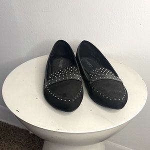 Black studded loafers
